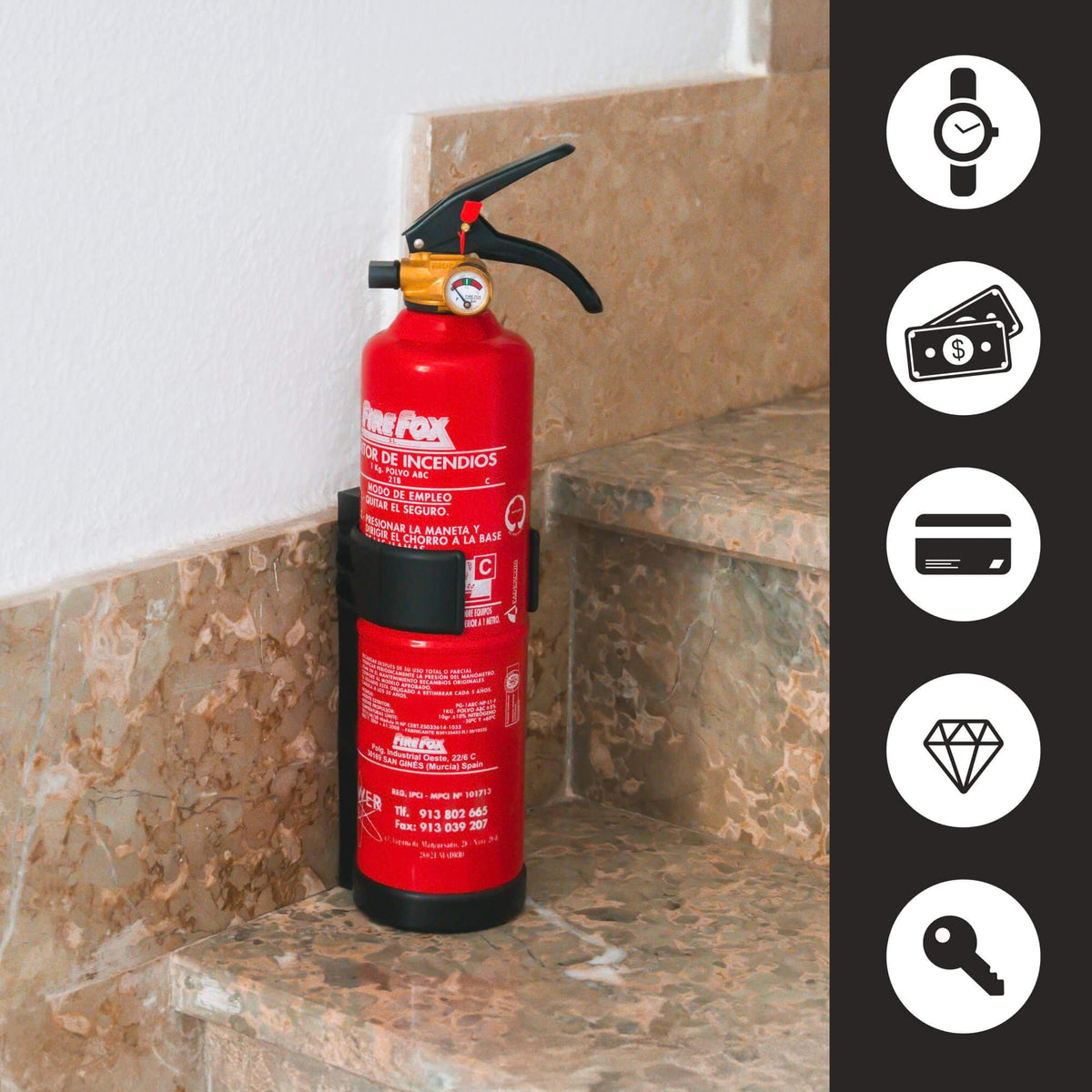 1 kg fire extinguisher diversion safe size reference