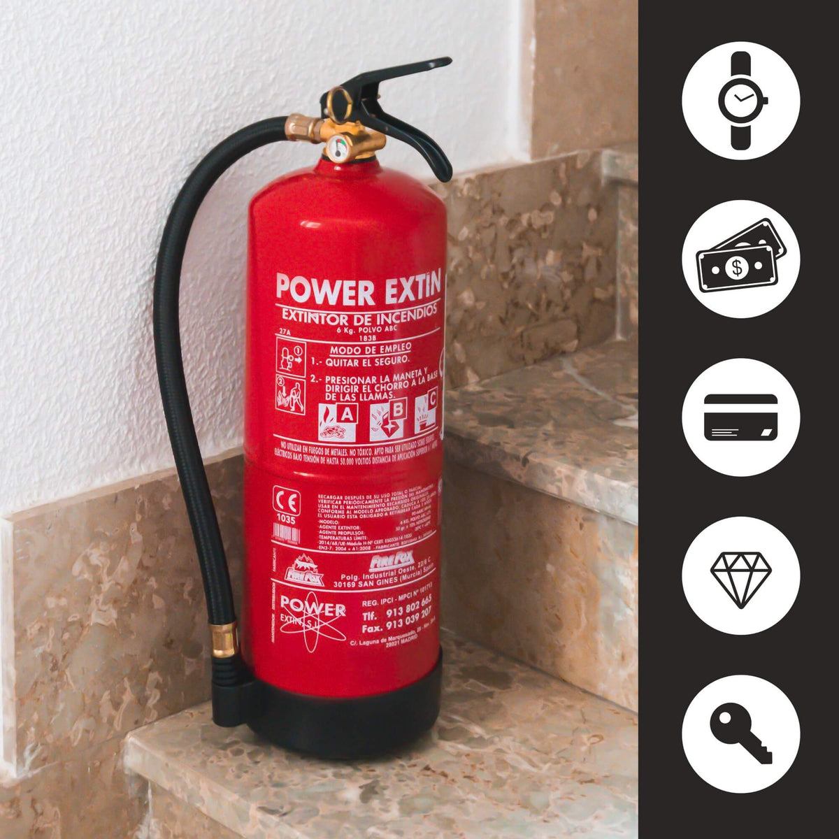 6 kg fire extinguisher diversion safe size reference