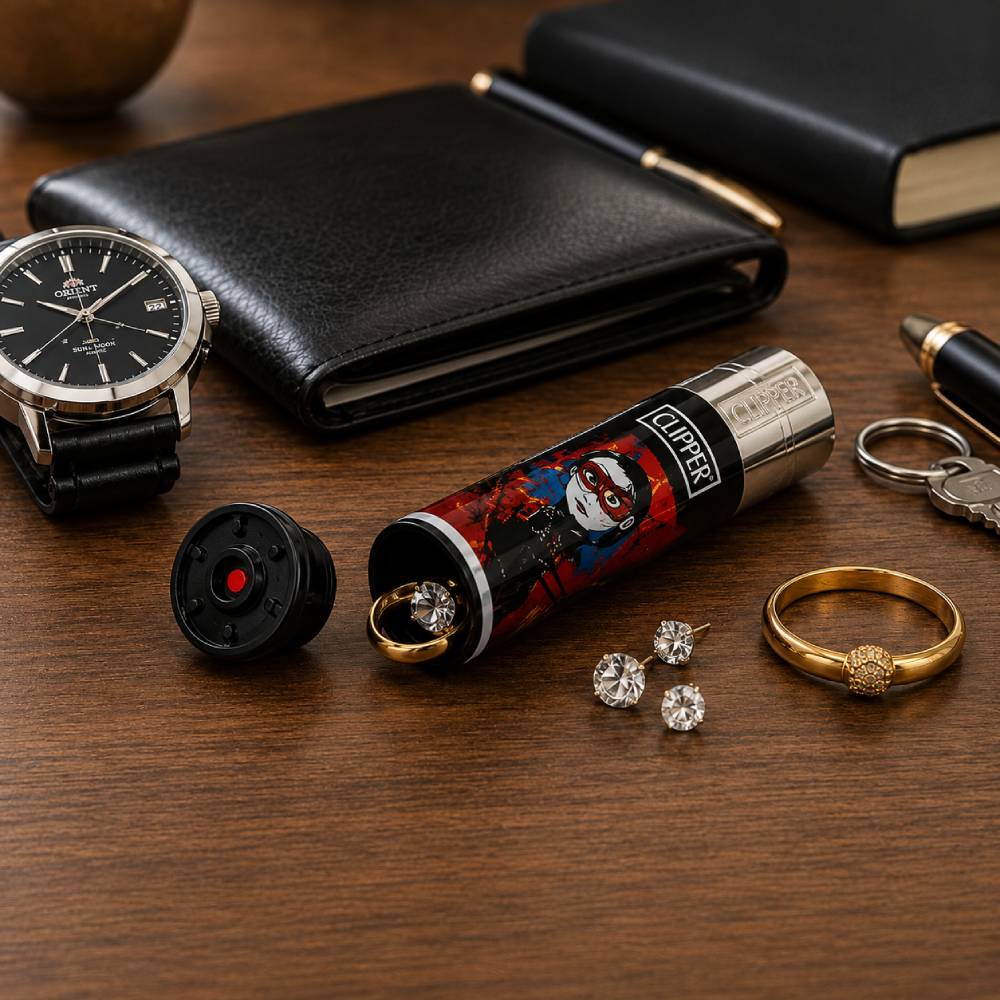 refillable lighter diversion safe side view