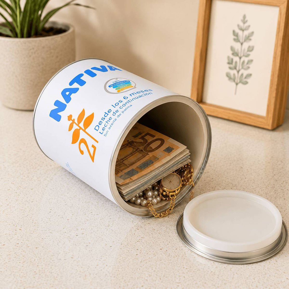 porridge jar concealed storage compartment detail