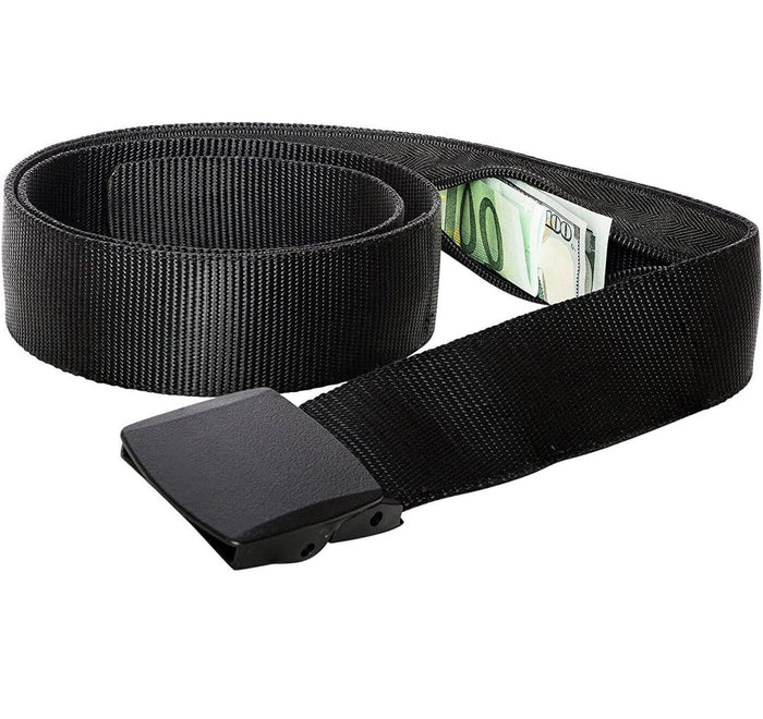 Anti-theft money belt with hidden zipper stash compartment