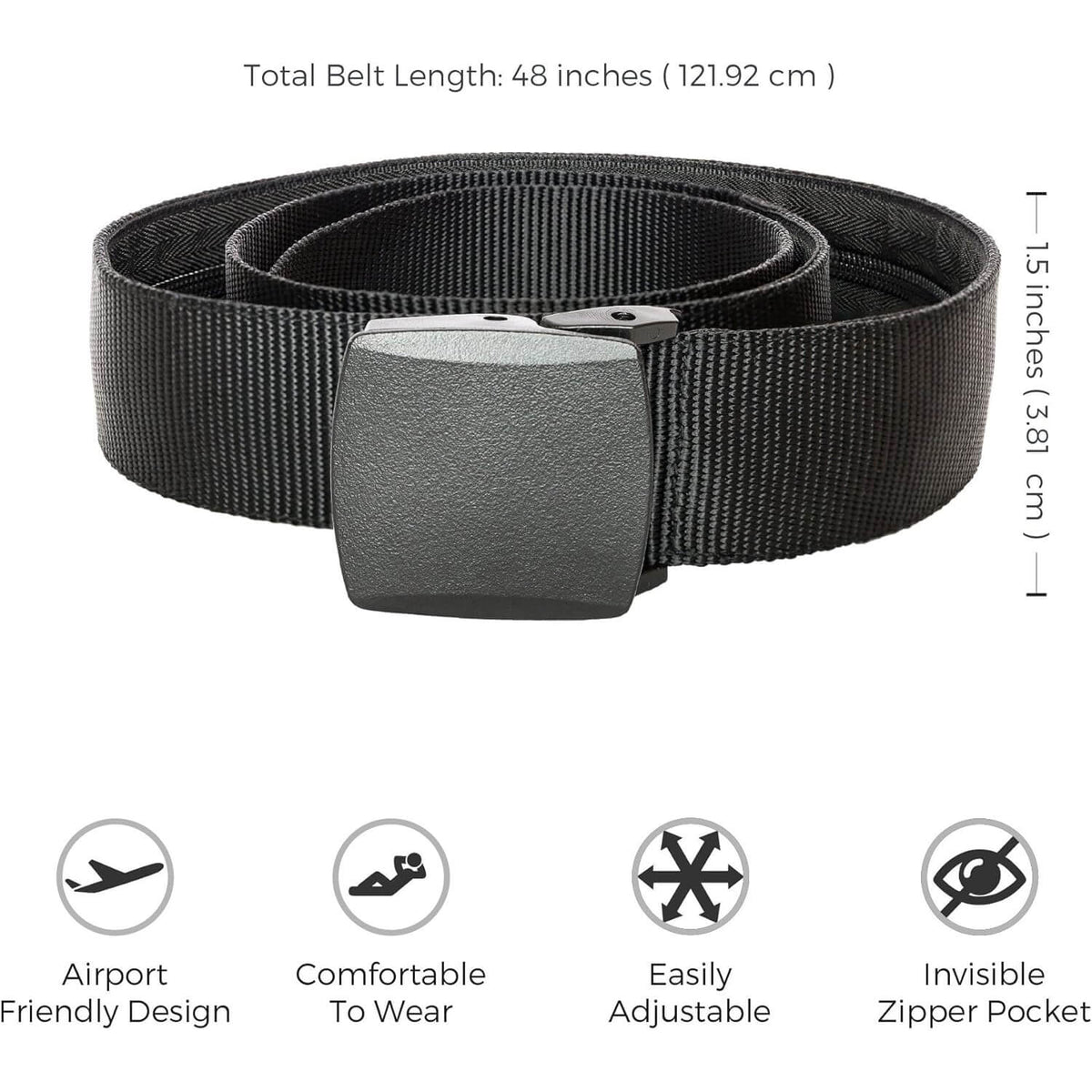 Anti-theft travel belt concealed storage interior