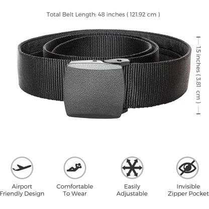 Anti-theft travel belt concealed storage interior