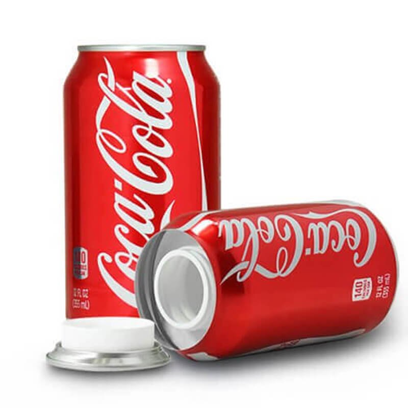 Coca-Cola can stash container open showing hidden compartment