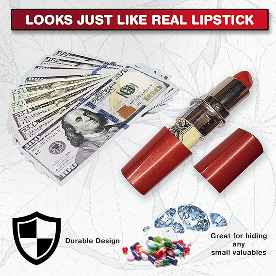 Lipstick stash container open showing hidden compartment