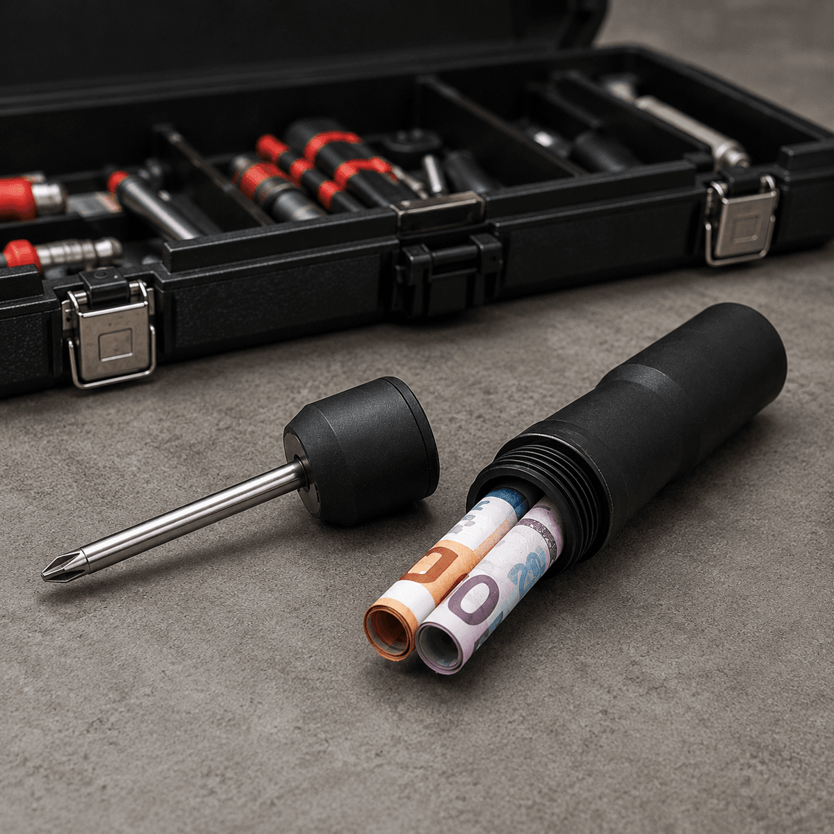 screwdriver concealed storage compartment detail