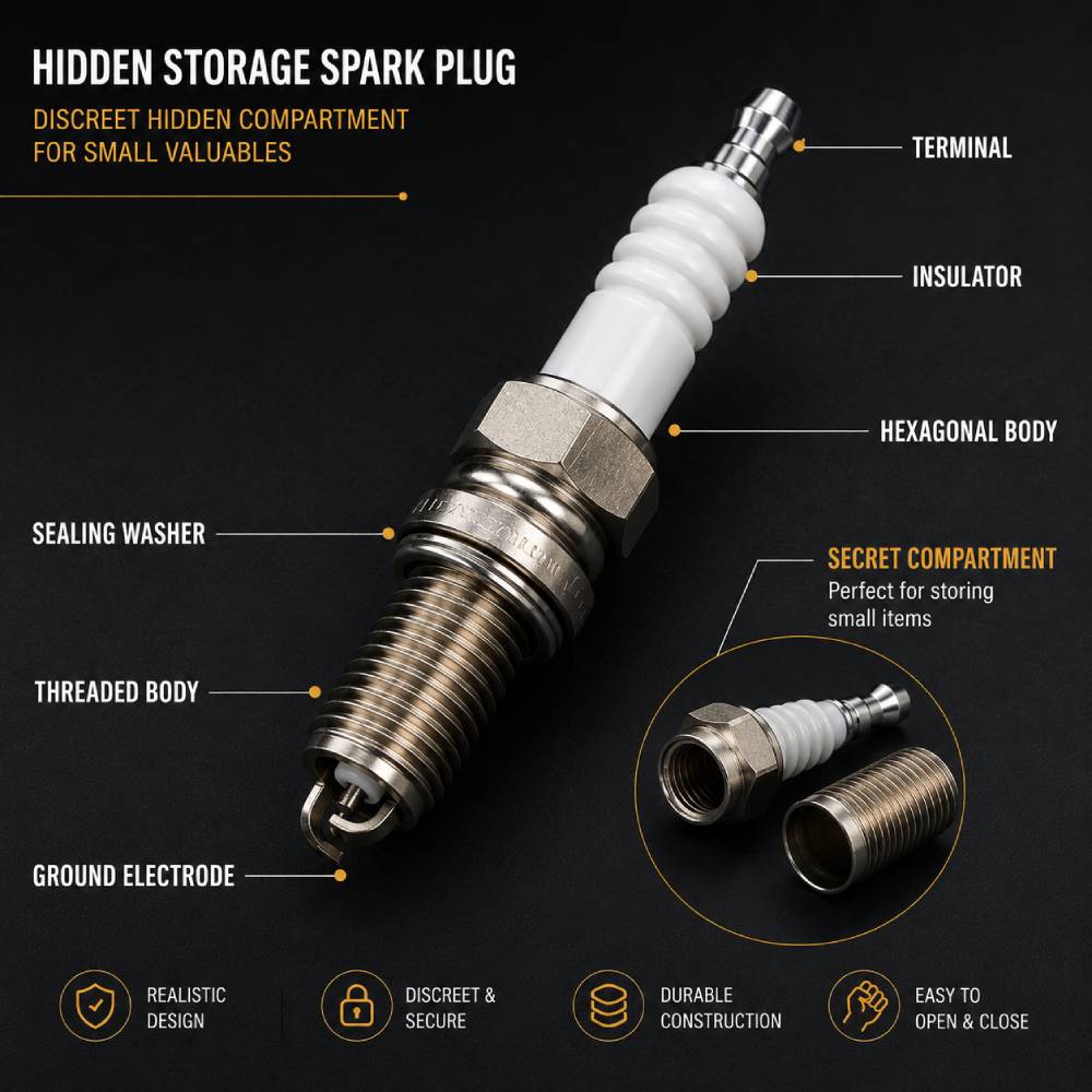 spark plug concealed storage compartment detail