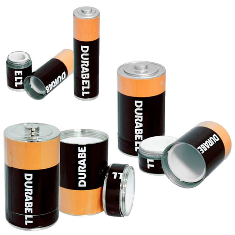 Battery diversion safe with hidden stash compartment