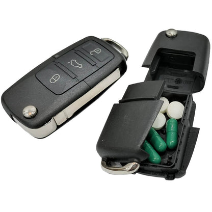 Hidden compartment car key for cash and SD cards